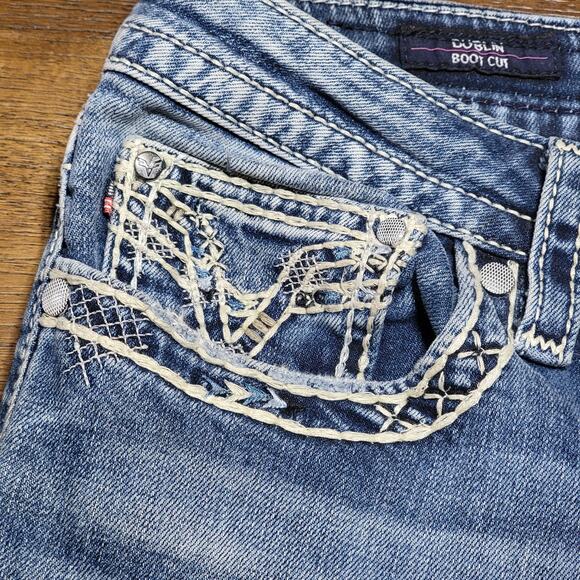 Vigoss Classic Denim Boot Cut Jeans w/ Bling Back Pockets - Size W29 L33 - Picture 3 of 10